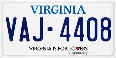 VA license plate VAJ4408
