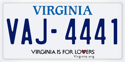 VA license plate VAJ4441