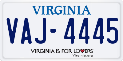VA license plate VAJ4445