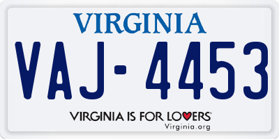 VA license plate VAJ4453