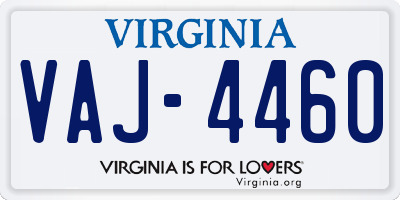 VA license plate VAJ4460