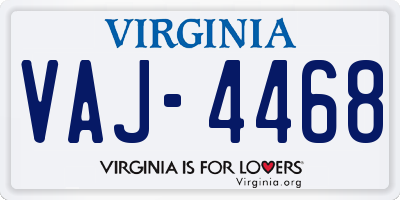 VA license plate VAJ4468