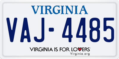 VA license plate VAJ4485