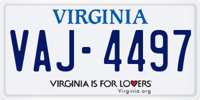 VA license plate VAJ4497