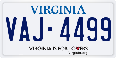 VA license plate VAJ4499