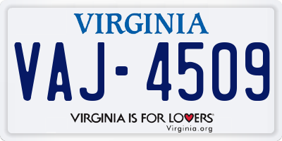 VA license plate VAJ4509