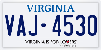 VA license plate VAJ4530