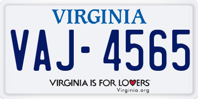 VA license plate VAJ4565