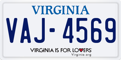 VA license plate VAJ4569