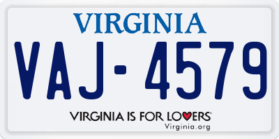 VA license plate VAJ4579