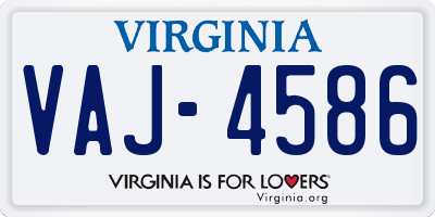 VA license plate VAJ4586