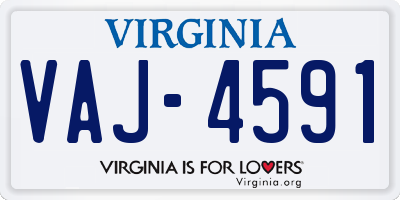 VA license plate VAJ4591