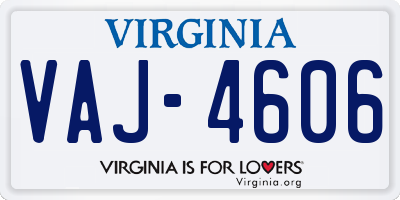 VA license plate VAJ4606