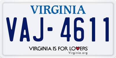 VA license plate VAJ4611
