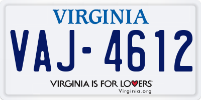 VA license plate VAJ4612