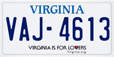 VA license plate VAJ4613
