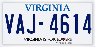 VA license plate VAJ4614