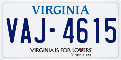 VA license plate VAJ4615