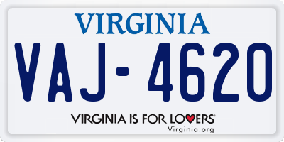 VA license plate VAJ4620
