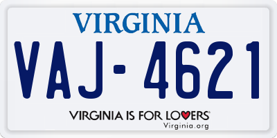 VA license plate VAJ4621