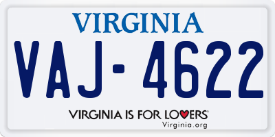 VA license plate VAJ4622