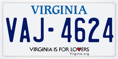 VA license plate VAJ4624