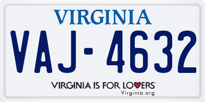 VA license plate VAJ4632