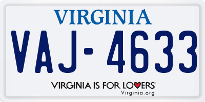 VA license plate VAJ4633