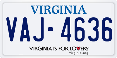 VA license plate VAJ4636