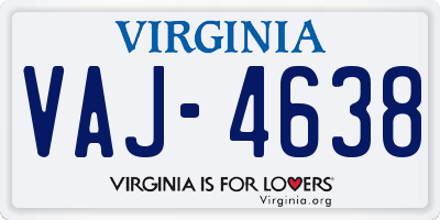 VA license plate VAJ4638