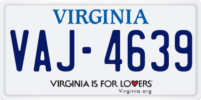 VA license plate VAJ4639