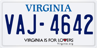 VA license plate VAJ4642