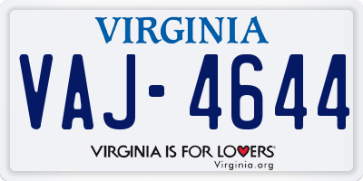 VA license plate VAJ4644