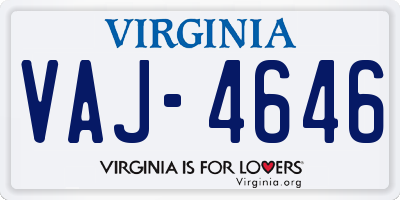 VA license plate VAJ4646