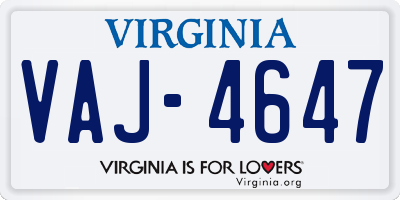 VA license plate VAJ4647