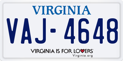 VA license plate VAJ4648
