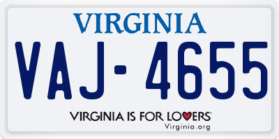 VA license plate VAJ4655
