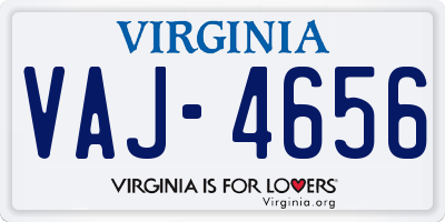 VA license plate VAJ4656