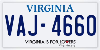 VA license plate VAJ4660