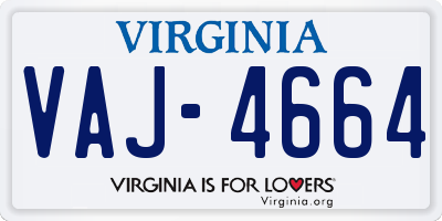 VA license plate VAJ4664