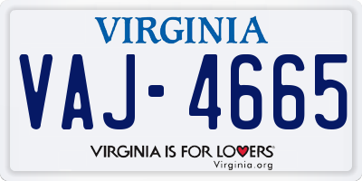 VA license plate VAJ4665