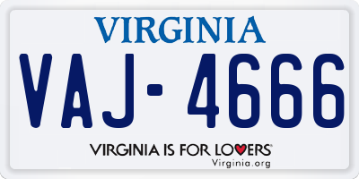 VA license plate VAJ4666