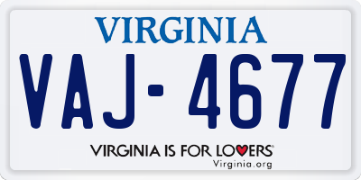 VA license plate VAJ4677