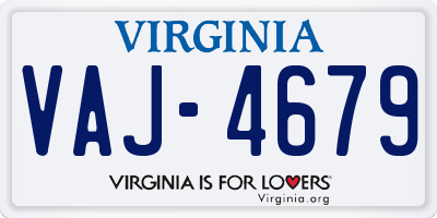 VA license plate VAJ4679