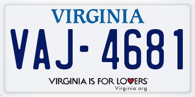 VA license plate VAJ4681