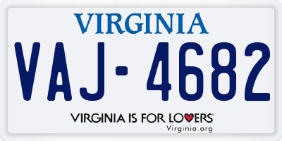 VA license plate VAJ4682