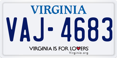 VA license plate VAJ4683