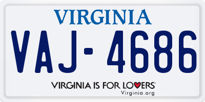 VA license plate VAJ4686