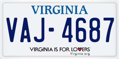 VA license plate VAJ4687