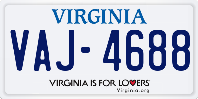 VA license plate VAJ4688